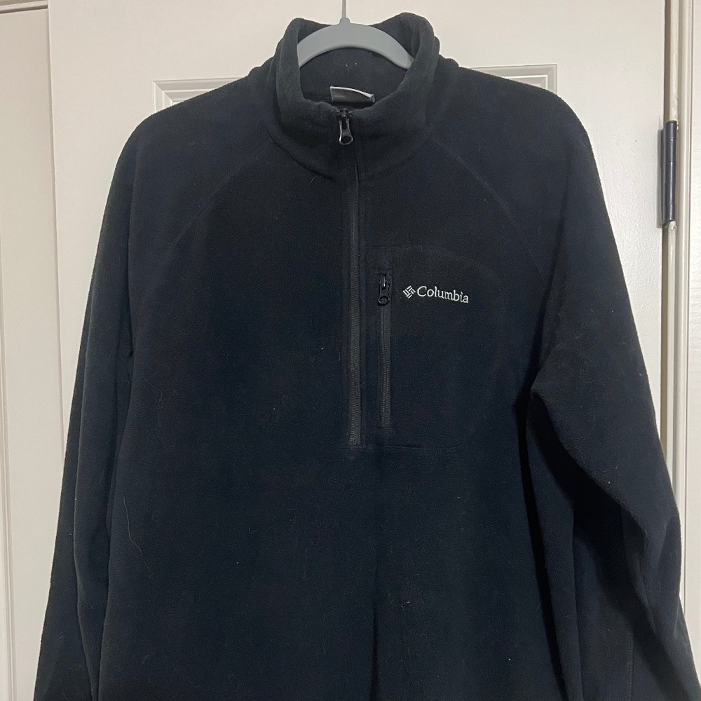 Columbia Quarter Zip Fleece Pullover Sweatshirt Mens XL - Black
